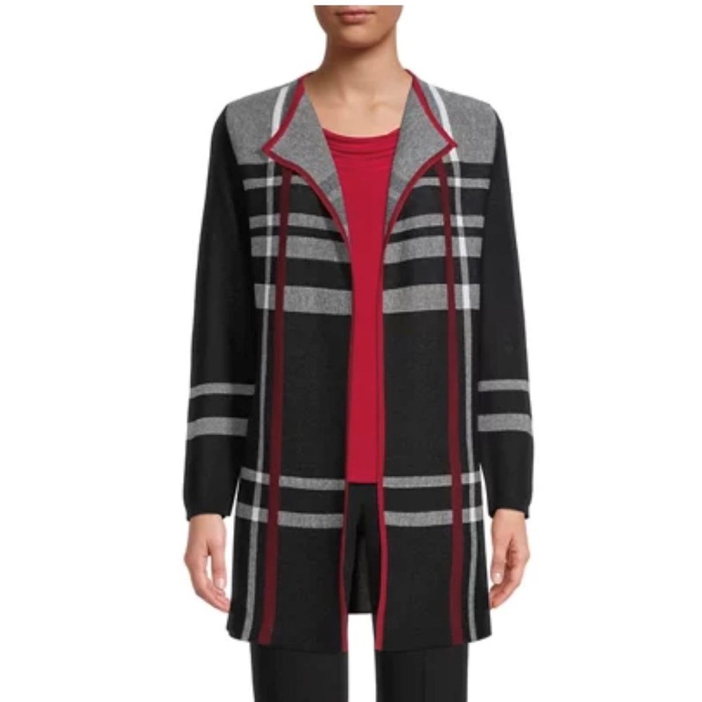 Never been worn: Kasper Knit Plaid Birdseye Topper